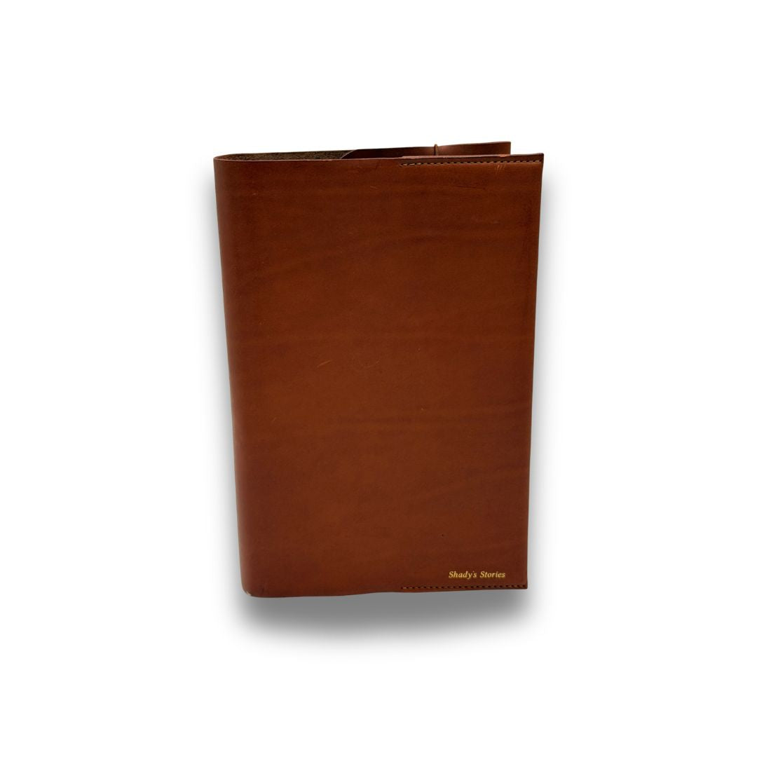 Brown leather book cobver on a white background