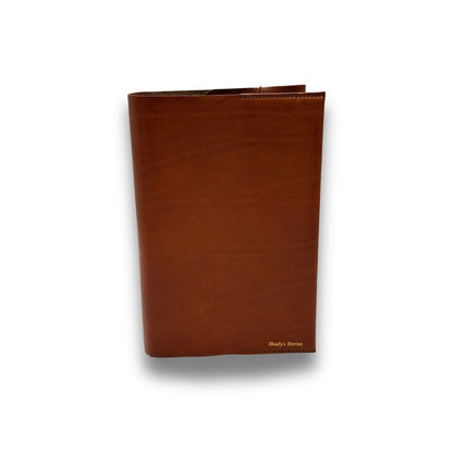 Brown leather book cobver on a white background