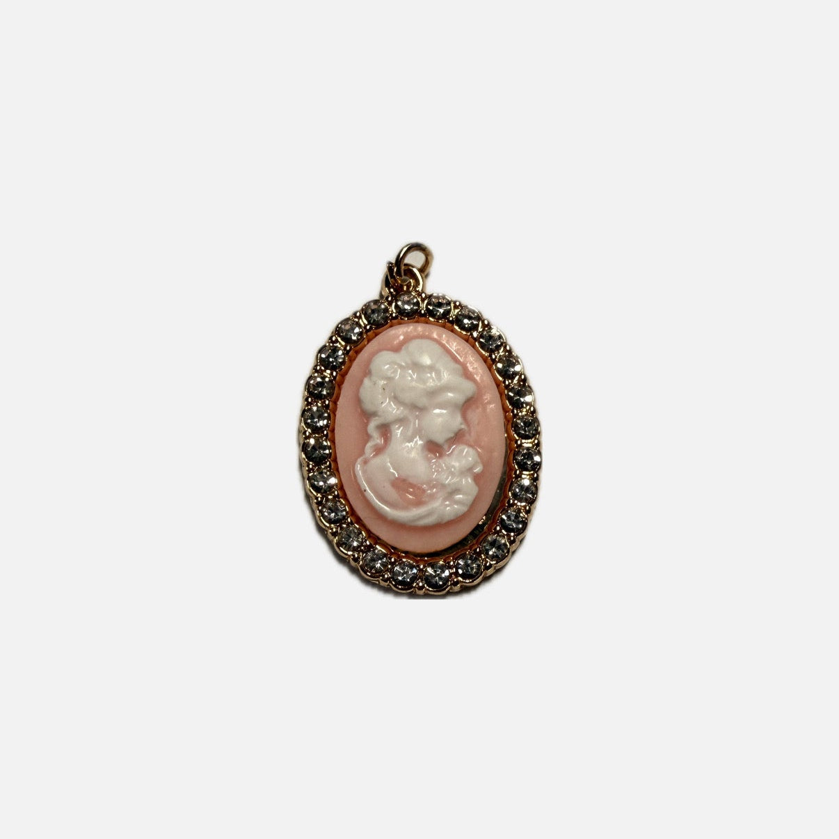 Vintage-style cameo pendant on a white background